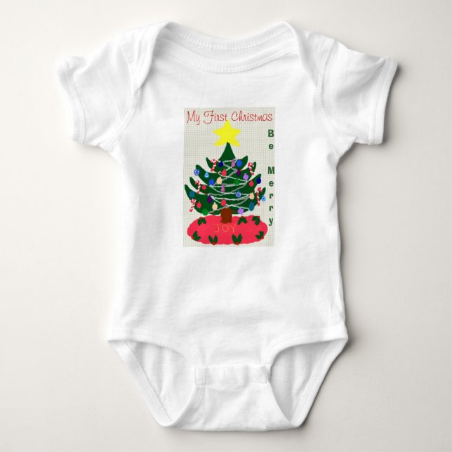 Weihnachtsbaum des Babys Baby Strampler (Vorderseite)