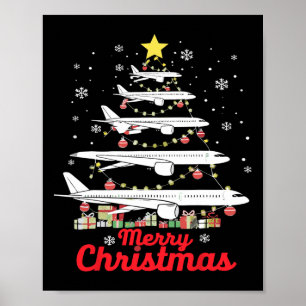 Weihnachtsbaum des Flugzeugs frohe Weihnachten Am Poster