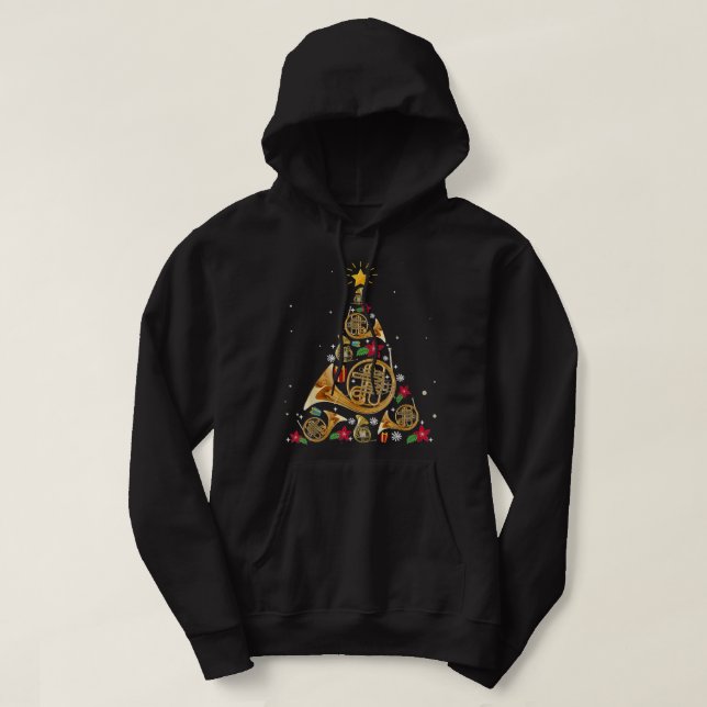 Weihnachtsbaum des französischen Horns Hoodie (Design vorne)