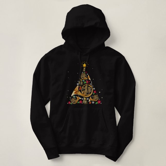 Weihnachtsbaum des französischen Horns Hoodie (Design vorne)