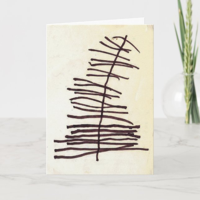 Weihnachtsbaum des Kindes zeichnend - Grußkarte Feiertagskarte (Vorderseite)