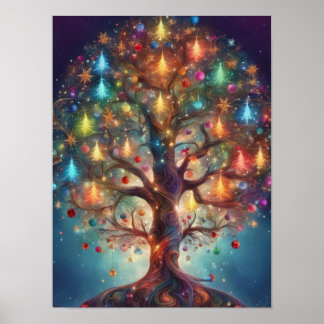 Weihnachtsbaum des Lebens Illustration Poster