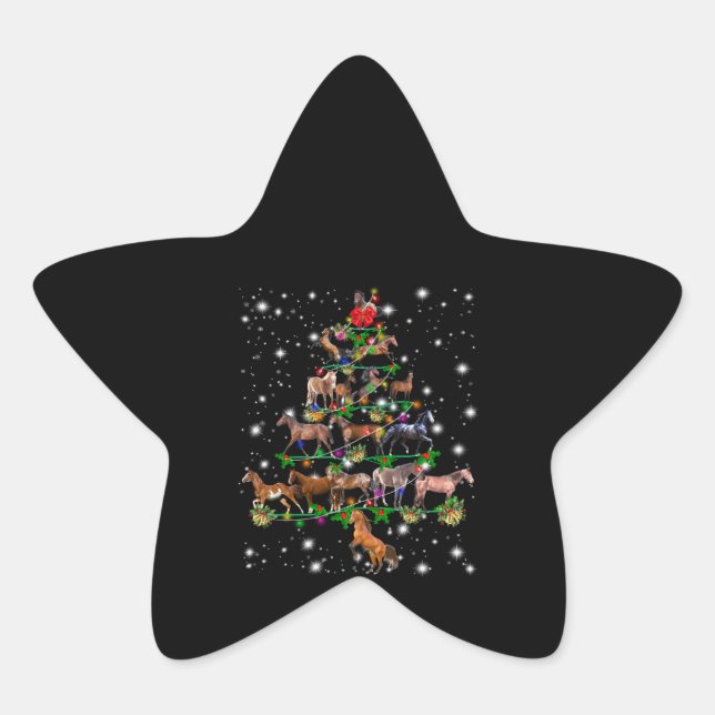 Weihnachtsbaum des Pferdes, bedeckt durch Blitzlic Stern-Aufkleber (Vorderseite)