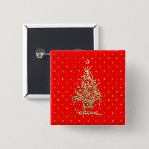 Weihnachtsbaum des Roten Glitzer Button