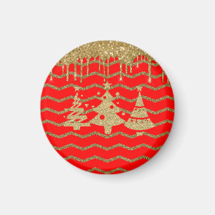 Weihnachtsbaum des Roten Glitzer Magnet