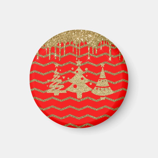Weihnachtsbaum des Roten Glitzer Magnet (Vorne)