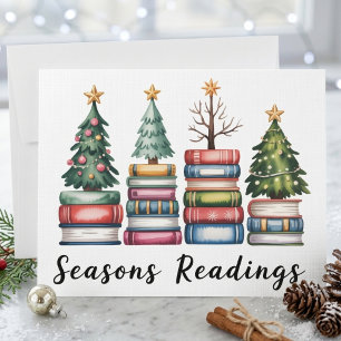 Weihnachtsbaum-Design aus Bücherstapeln für die Sa Feiertagskarte