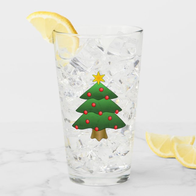 Weihnachtsbaum-Design Trinkglas Glas (Vorderseite Ice)