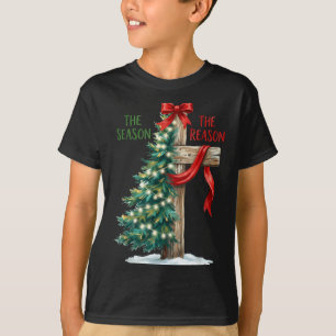 Weihnachtsbaum Die Saison Jesus Kreuz Der Grund X T-Shirt
