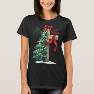 Weihnachtsbaum Die Saison Jesus Kreuz Der Grund X T-Shirt