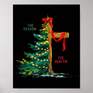 Weihnachtsbaum Die Saison Jesus Kreuz Glaube Feier Poster