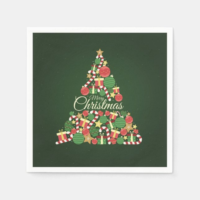 Weihnachtsbaum-Dinnerparty Serviette (Vorderseite)
