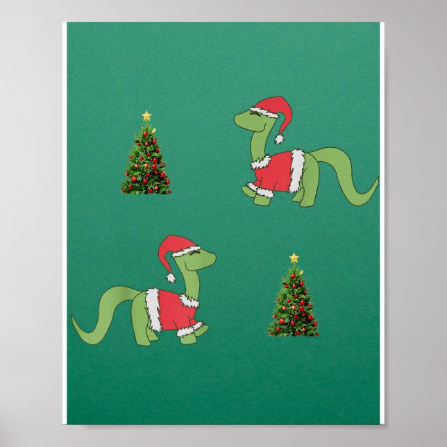 Weihnachtsbaum Dinosaur Poster (Vorne)