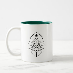 Weihnachtsbaum-Doodles Whimsical Ink Art Zweifarbige Tasse