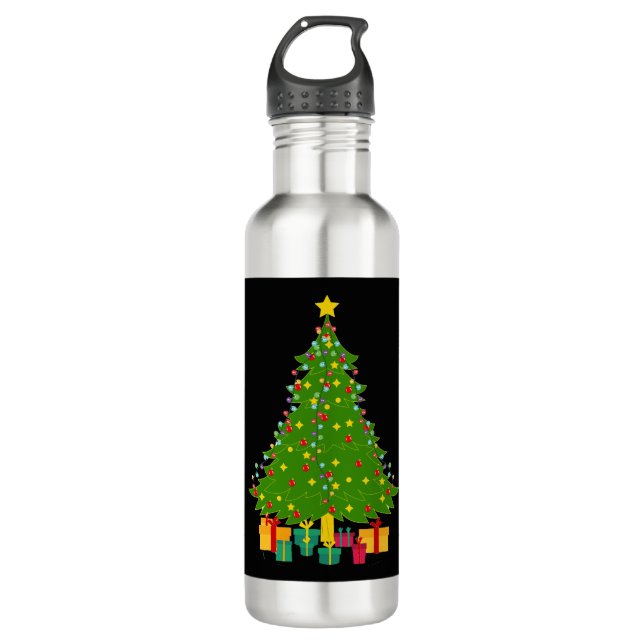Weihnachtsbaum Edelstahlflasche (Vorderseite)