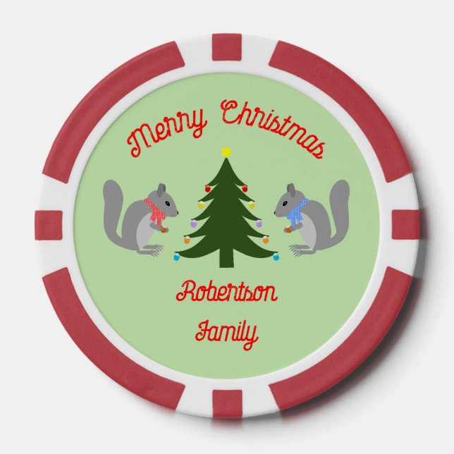 Weihnachtsbaum Eichhörnchen nach Maß dekorieren Pokerchips (Vorderseite)