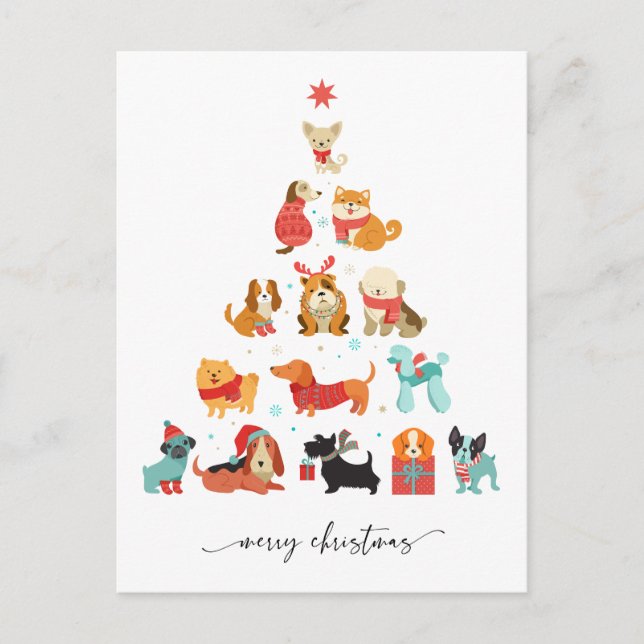 Weihnachtsbaum - Ein Schwanz-Wagner-Urlaub Feiertagspostkarte (Vorderseite)