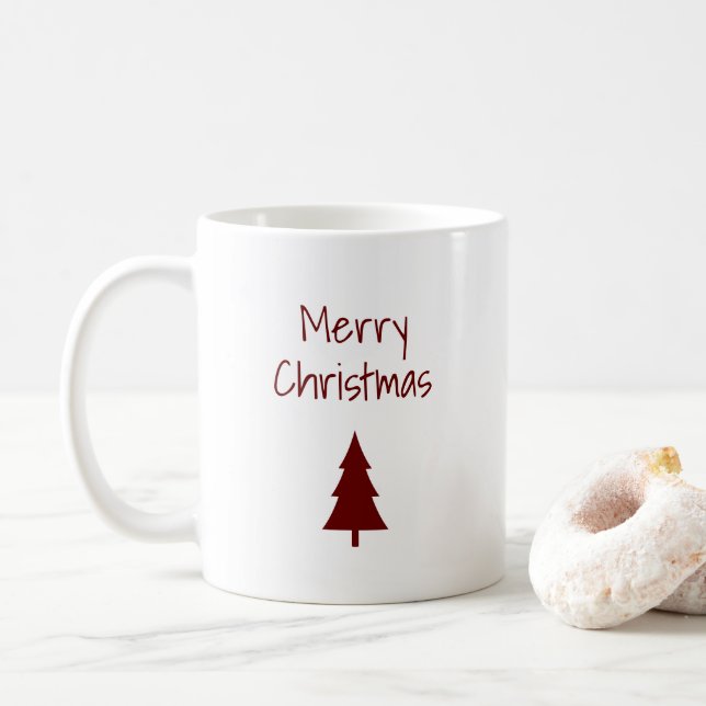 Weihnachtsbaum Einfache rote Typografie Kaffeetasse (Mit Donut)