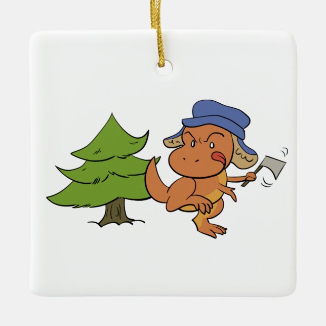 Weihnachtsbaum-Einkaufsverzierung T. Rex Keramikornament (Vorderseite)