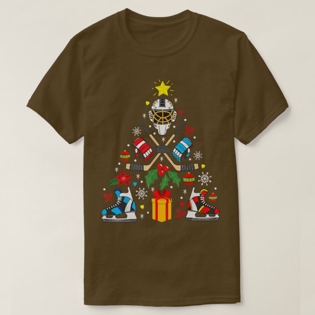 Weihnachtsbaum Eishockey Weihnachtsbaum Weihnachts T-Shirt (Design vorne)