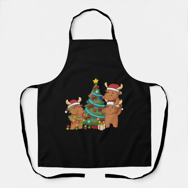 Weihnachtsbaum Elche Geschenke Kinder Weihnachtsso Schürze (Vorderseite)