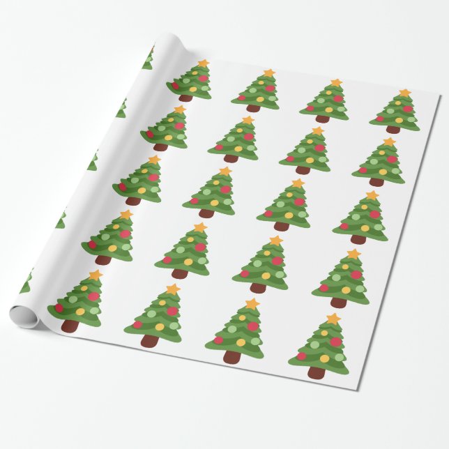 Weihnachtsbaum Emojis Geschenkpapier (Ungerollt)