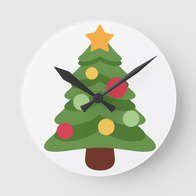 Weihnachtsbaum Emojis Runde Wanduhr (Vorderseite)