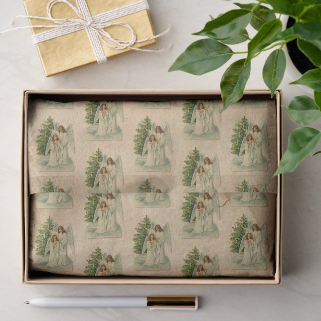 Weihnachtsbaum Engel Antik Viktorianisches Pergame Seidenpapier (Geschenk)