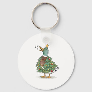 Weihnachtsbaum-Ente singt für lustige Feiertagslie Schlüsselanhänger