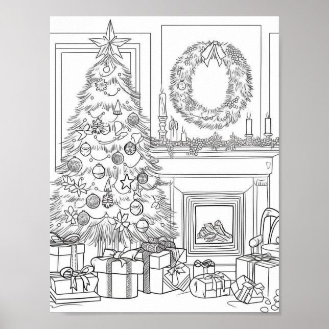 Weihnachtsbaum - Erwachsenenfarben Poster (Vorne)