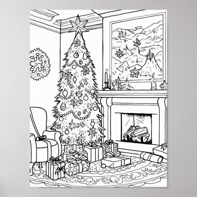 Weihnachtsbaum - Erwachsenenfarben Poster (Vorne)