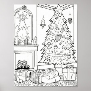 Weihnachtsbaum - Erwachsenenfarben Poster