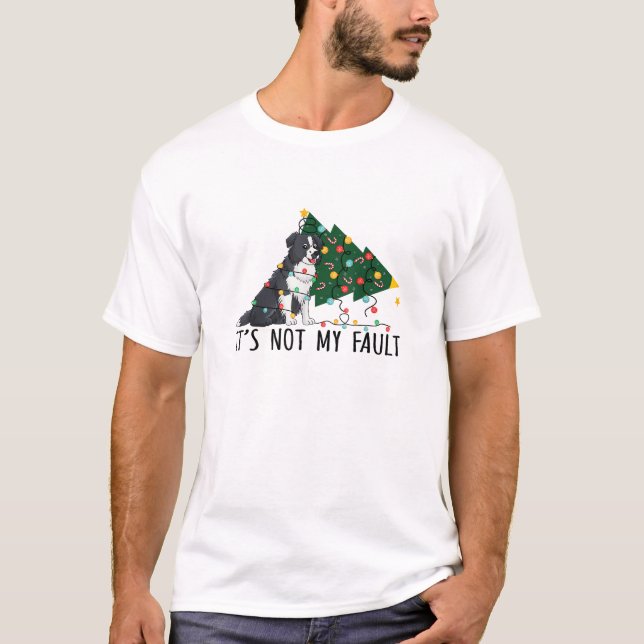 Weihnachtsbaum Es ist nicht mein Fault Border Coll T-Shirt (Vorderseite)