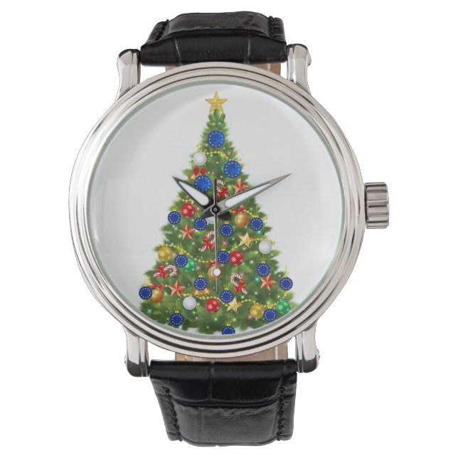 Weihnachtsbaum - Europäische Gewerkschaft | EU Eur Armbanduhr (Vorderseite)