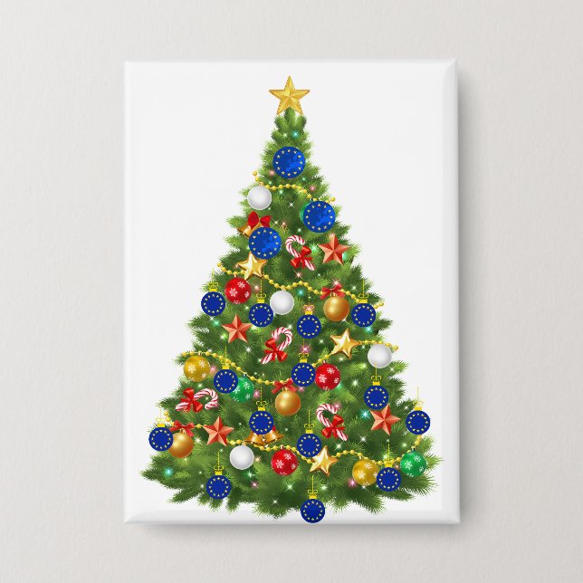 Weihnachtsbaum - Europäische Gewerkschaft | EU Eur Button (Vorderseite)