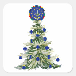 Weihnachtsbaum - Europäische Gewerkschaft | EU Eur Quadratischer Aufkleber