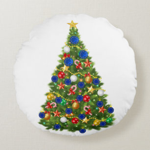 Weihnachtsbaum - Europäische Gewerkschaft EU Eur Rundes Kissen