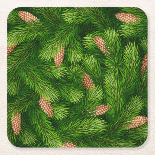 Weihnachtsbaum Evergreen mit Pine Cones Rechteckiger Pappuntersetzer