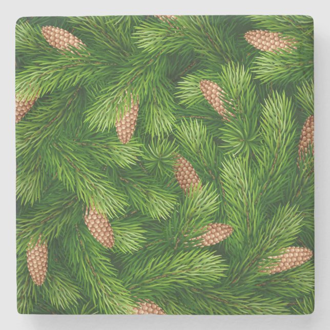 Weihnachtsbaum Evergreen mit Pine Cones Steinuntersetzer (Vorderseite)