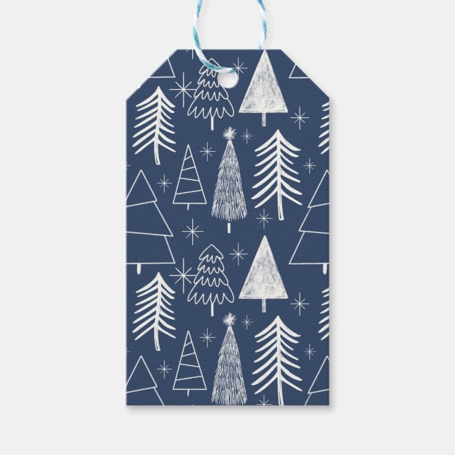 Weihnachtsbaum - Evergreen Tree - Pine Tree Blue Geschenkanhänger (Vorderseite)