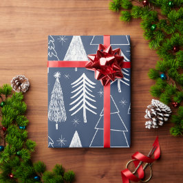 Weihnachtsbaum - Evergreen Tree - Pine Tree Blue Geschenkpapier