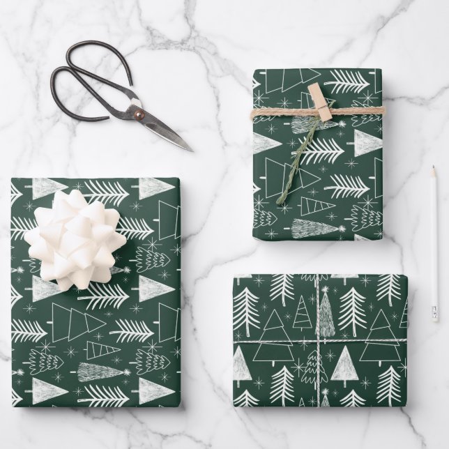 Weihnachtsbaum - Evergreen Tree - Pine Tree Green Geschenkpapier Set (Vorderseite)