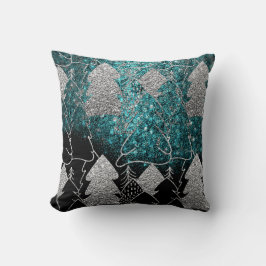 Weihnachtsbaum Extravaganter Glitzer Ocean Blue Bl Kissen