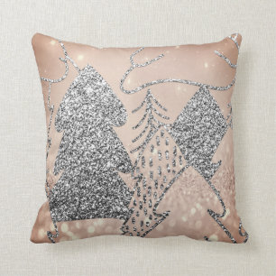 Weihnachtsbaum Extravaganter Glitzer Rose Gold Gra Kissen