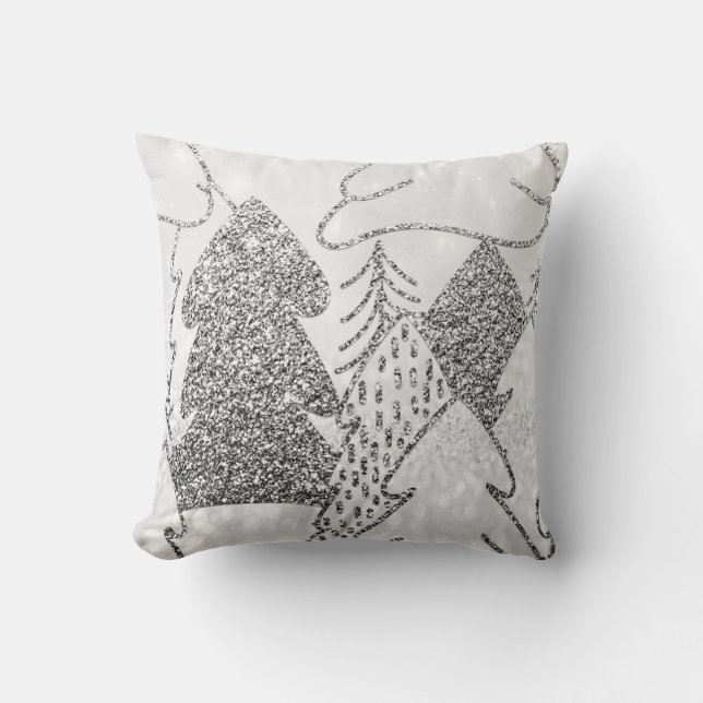 Weihnachtsbaum Extravaganter Glitzer Silver Gray W Kissen (Vorderseite)