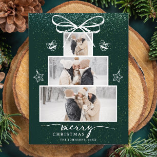 Weihnachtsbaum Familie 3 Foto Collage Urlaub Feiertagspostkarte