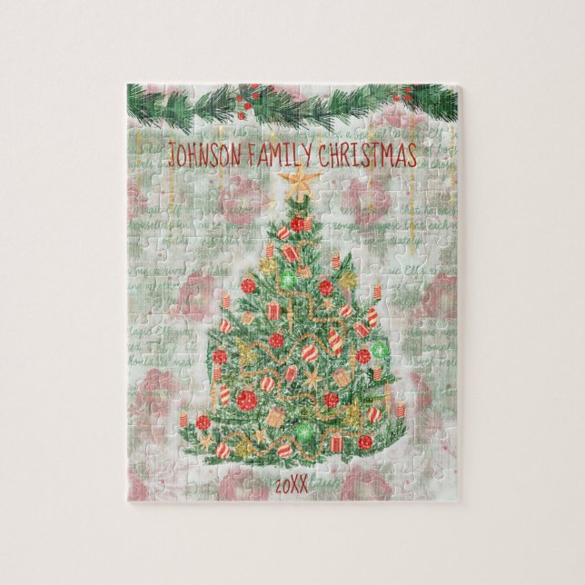 Weihnachtsbaum Familie Xmas Eve Spaß Puzzle (Vertikal)