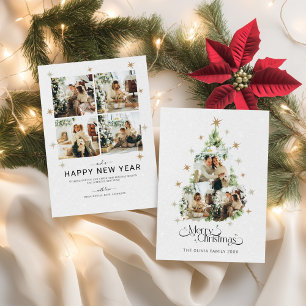 Weihnachtsbaum-Familienfoto-Collage-Urlaubskarte, Feiertagskarte
