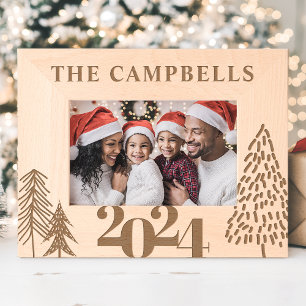Weihnachtsbaum-Familienname-Feiertags-Andenken Geätzte Rahmen