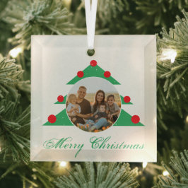 Weihnachtsbaum Familienschrift Foto Ornament Aus Glas